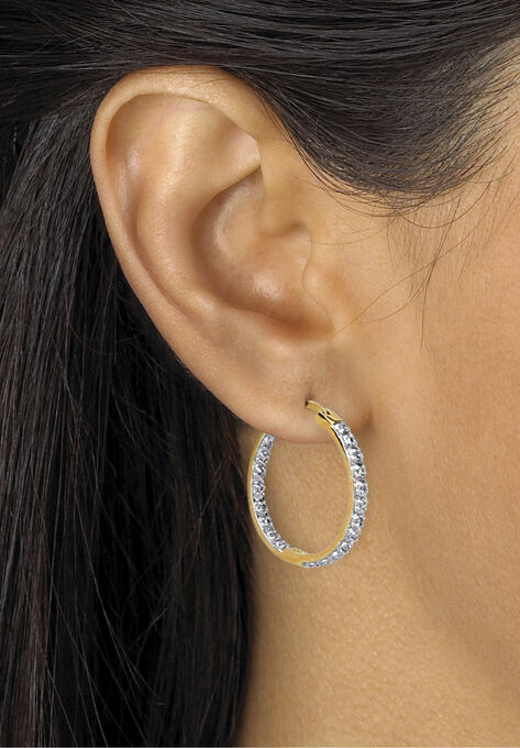 1/10 Cttw. Round Diamond Accented Hoop Earrings 14K Gold Over Sterling Silver Jewelry, , alternate image number null