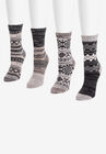 4 Pack Fairisle Crew Socks, , on-hover image number null