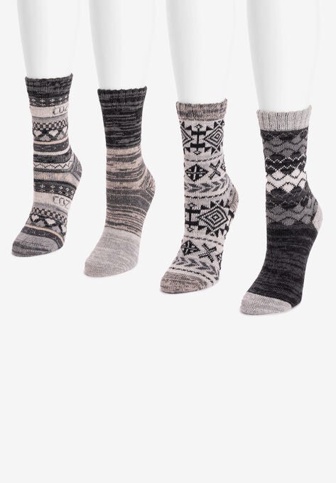 4 Pack Fairisle Crew Socks, , on-hover image number null