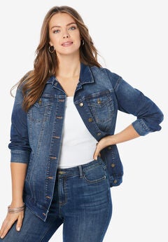 Plus Size Boyfriend Stretch Denim Jacket