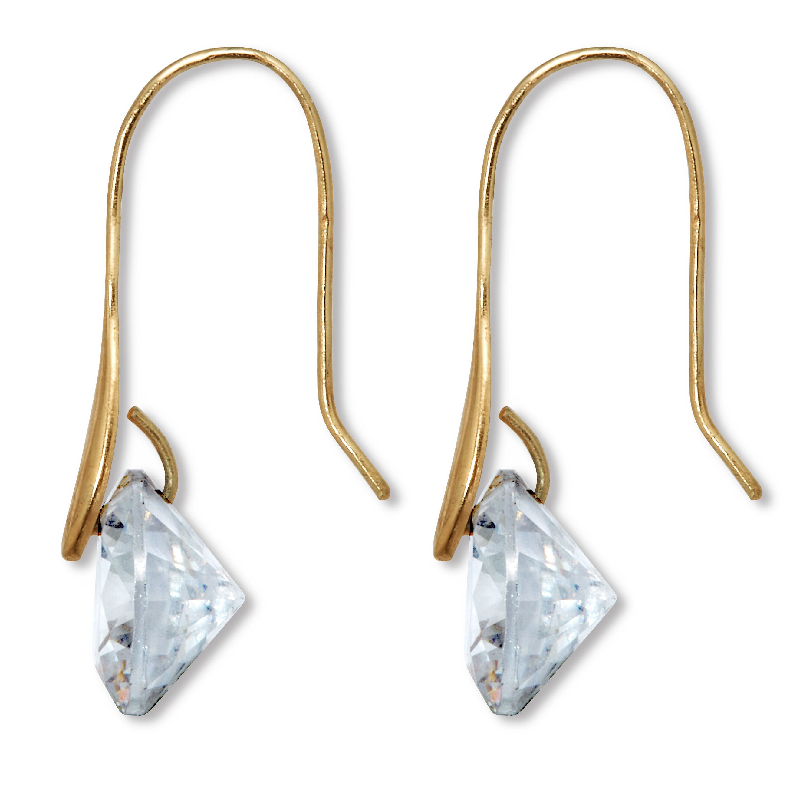 12 TCW Round Cubic Zirconia 18k Yellow Gold-Plated Drop Earrings, WHITE, on-hover image number 1