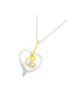 Yellow & White Gold Diamond Accented Round Cut Diamond Swirl Open Heart Pendant Necklace, , alternate image number null