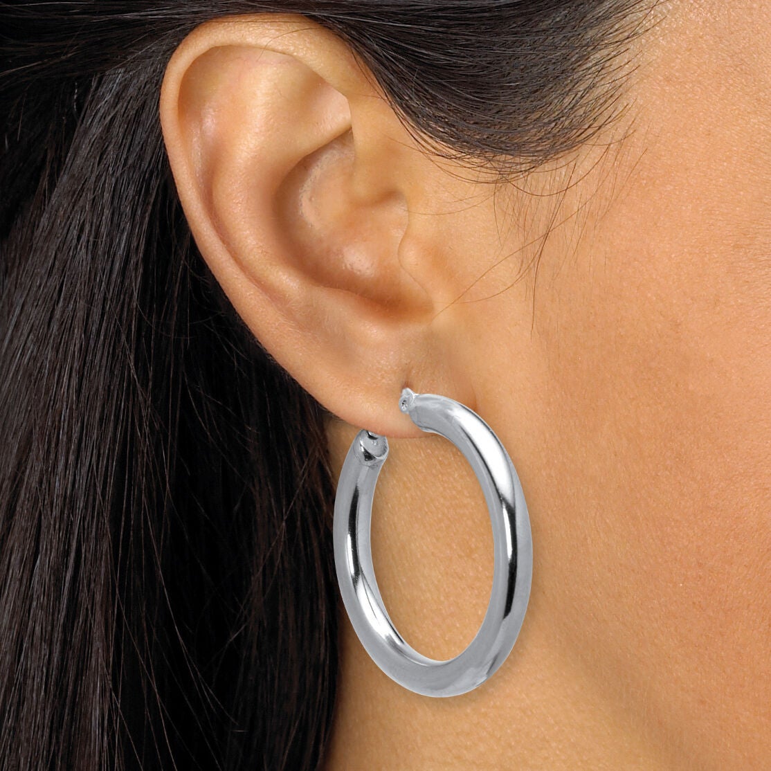 Stainless Steel Hoop Earrings, 2-Pair Set, SILVER, alternate image number 2