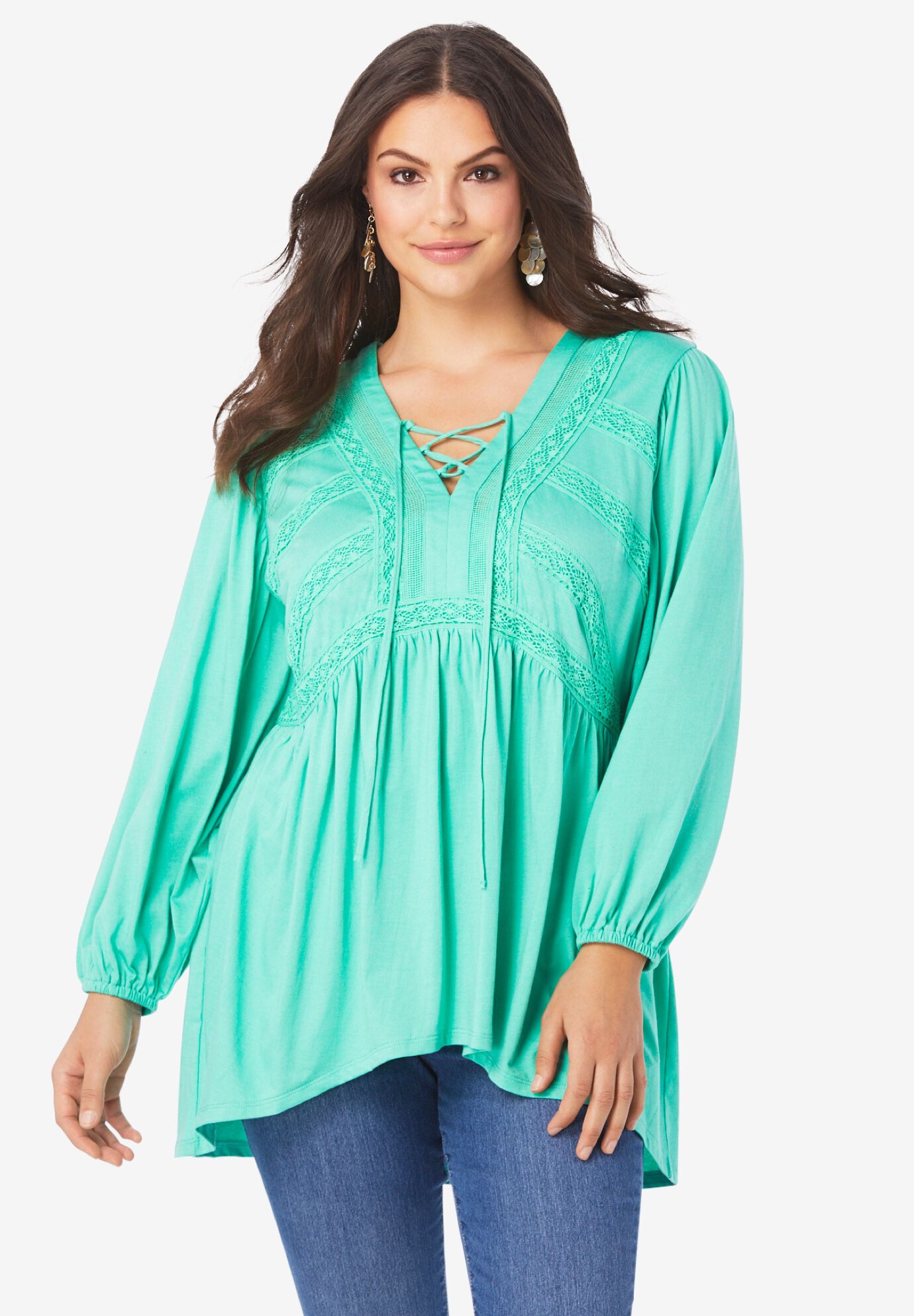 lace up peasant top