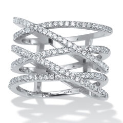 0.55 TCW Round Cubic Zirconia Sterling Silver Five Row Wrap Ring