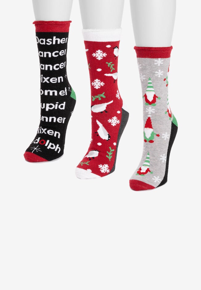 3 Pack Holiday Crew Socks, , alternate image number 2