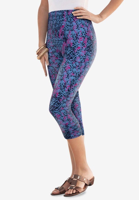 Essential Stretch Capri Legging, NAVY DIAMOND PRINT, hi-res image number null