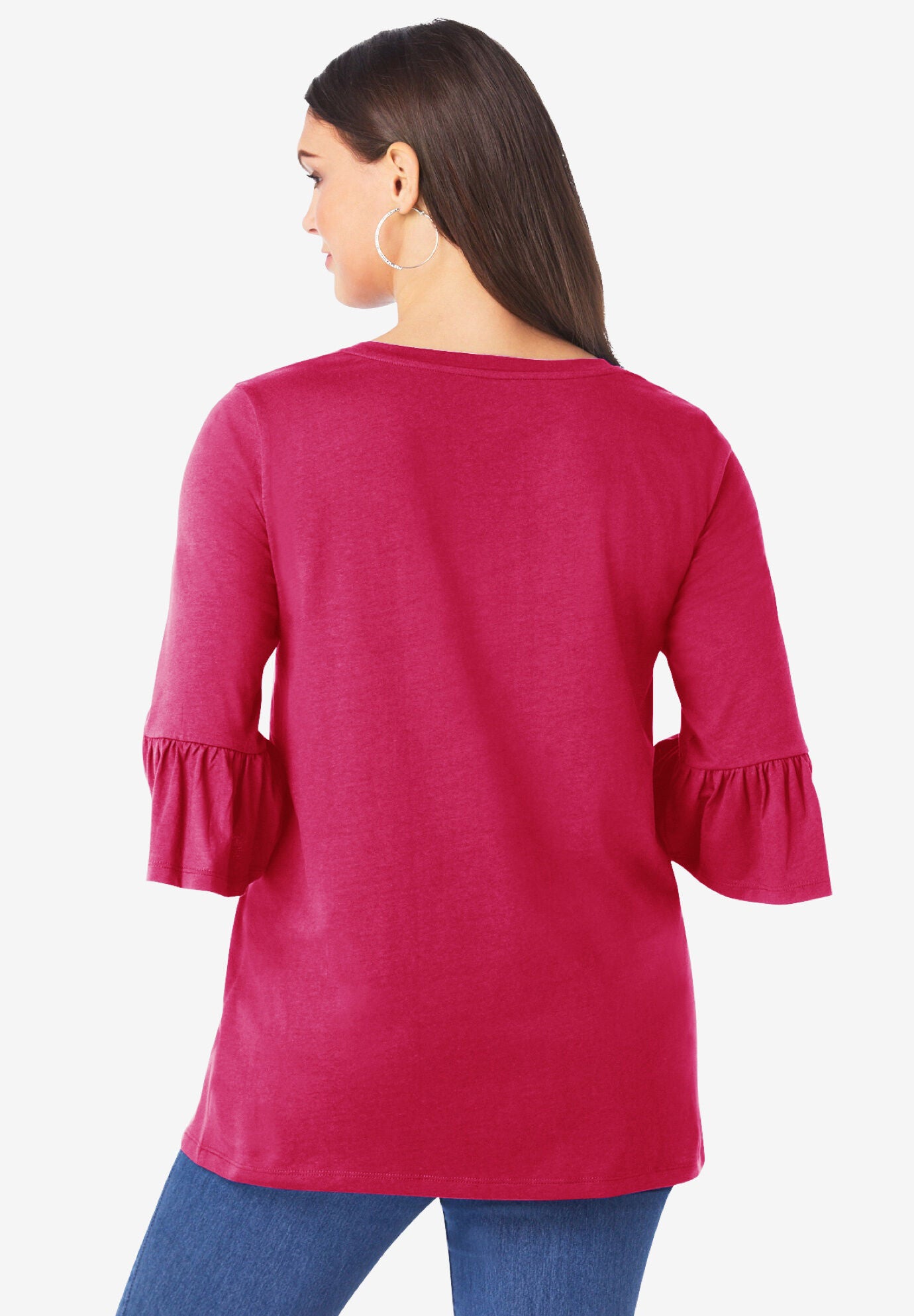 Plus Size Cotton Ultimate Bell Sleeve Tee, MIDNIGHT VIOLET, alternate image number 2