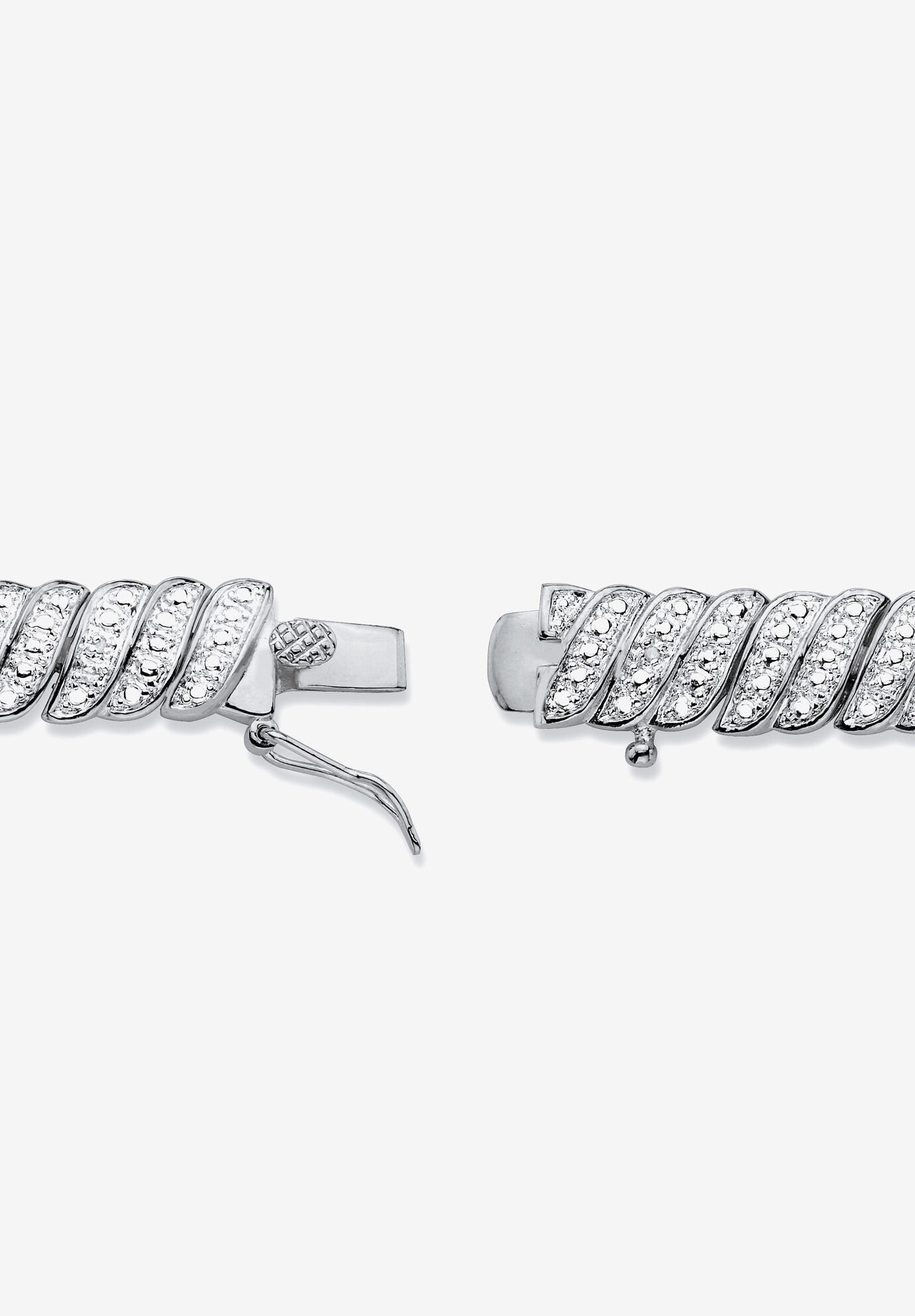 Diamond-Cut Diamond Accent Platinum-Plated Two-Tone S-Link Bracelet 7.5 inches, , on-hover image number 1