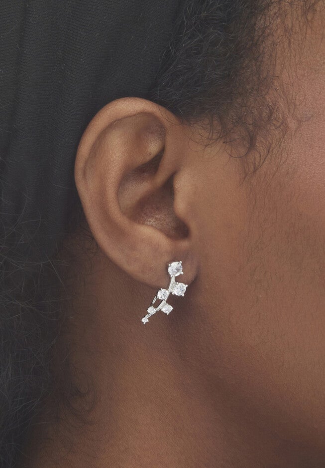 2.22 Cttw. Cubic Zirconia .925 Silver Ear Climber And Stud 2-Pair Earring Set, , alternate image number null