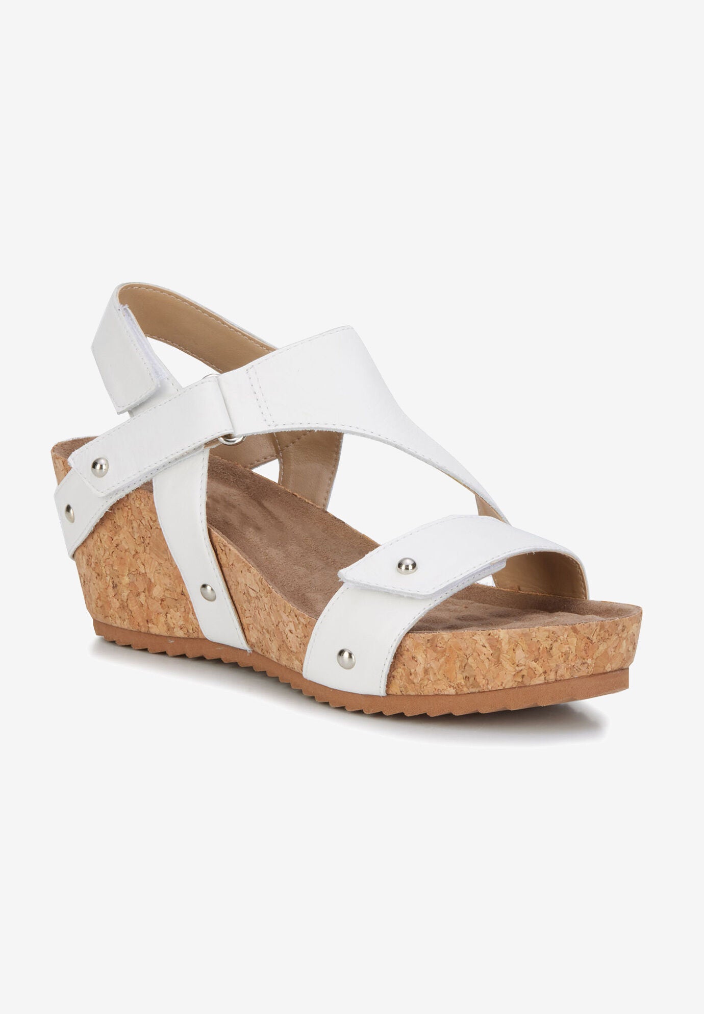 Traci Wedge Sandal, WHITE NAPPA LEATHER, hi-res image number 0