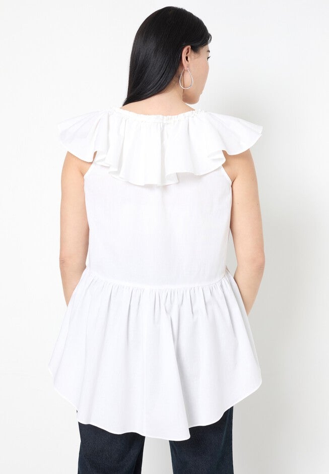 Ruffled Peplum Top, BRIGHT WHITE, on-hover image number null