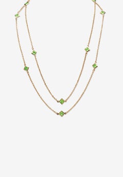 Gold Tone Endless 48" Necklace with Princess Cut Birthstone