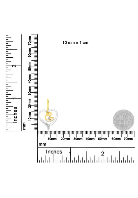 Yellow & White Gold Diamond Accented Round Cut Diamond Swirl Open Heart Pendant Necklace, , alternate image number null