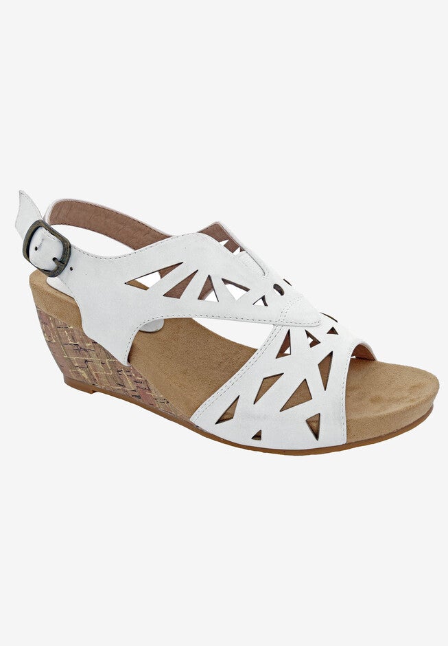Beauty Wedge Sandal, WHITE FAUX NUBUCK, hi-res image number 0