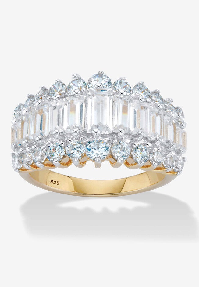 14K Gold & Sterling Silver Cubic Zirconia Ring, GOLD, hi-res image number 0