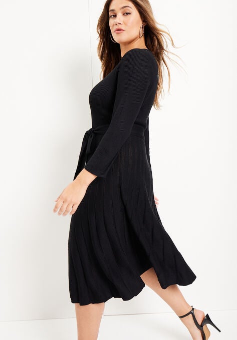 Pleated Sweater Dress, , alternate image number null