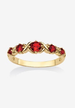 Yellow Gold-Plated Simulated Birthstone Ring