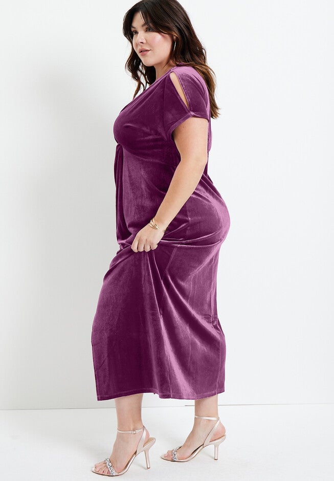 Velour Twist-Front Dress, , alternate image number null