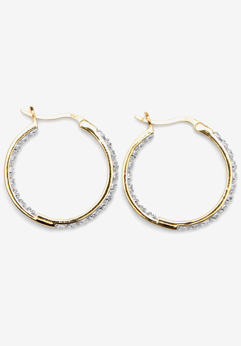 1/10 Cttw. Round Diamond Accented Hoop Earrings 14K Gold Over Sterling Silver Jewelry, , on-hover image number null