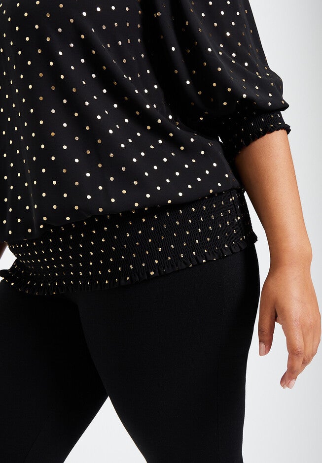 Smocked Mock-Neck Top, , alternate image number 3