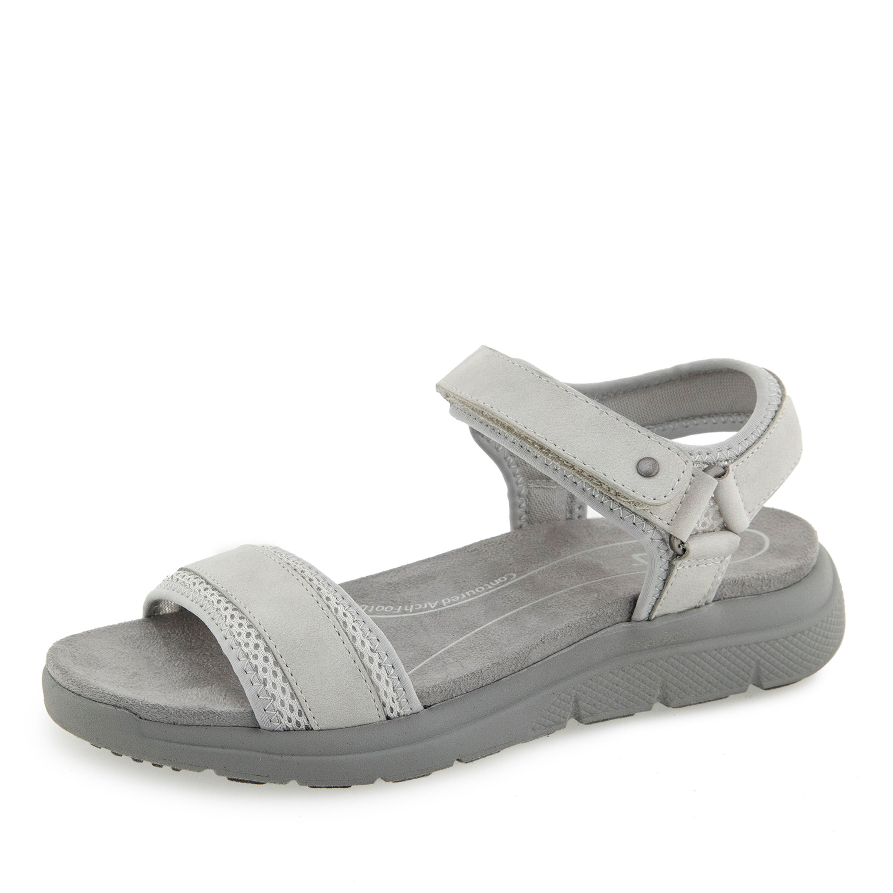 Ellewood Hook and Loop Flat Sandal, LIGHT GREY, alternate image number 6