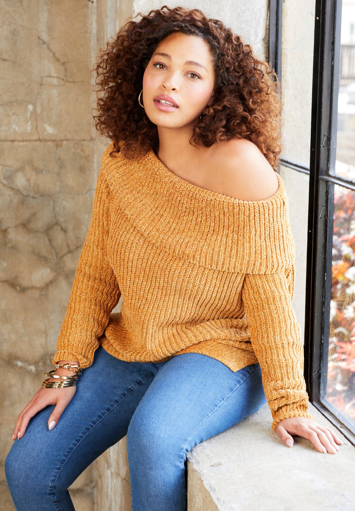 Chenille Off-The-Shoulder Sweater, , alternate image number 5