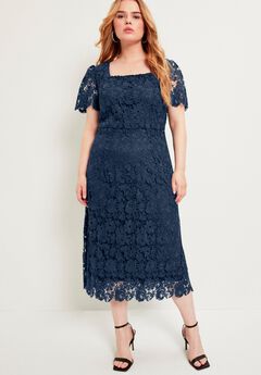 Square-Neck Lace Dress