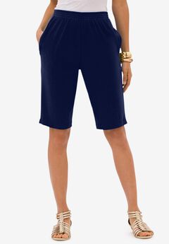 Plus Size Soft Knit Pull-on Bermuda Short