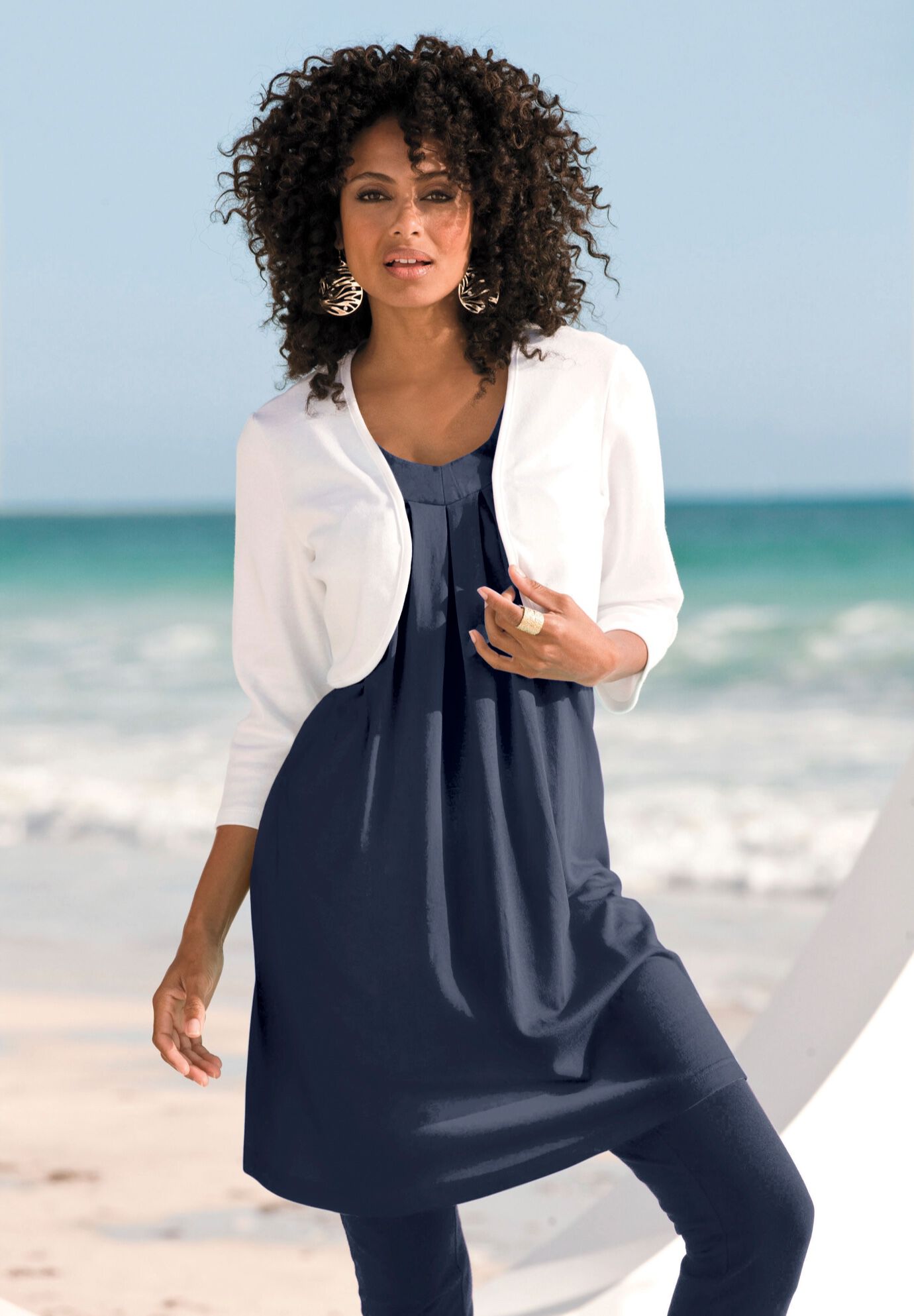 Bolero Cardigan with Three Quarter Sleeves, , alternate image number 3