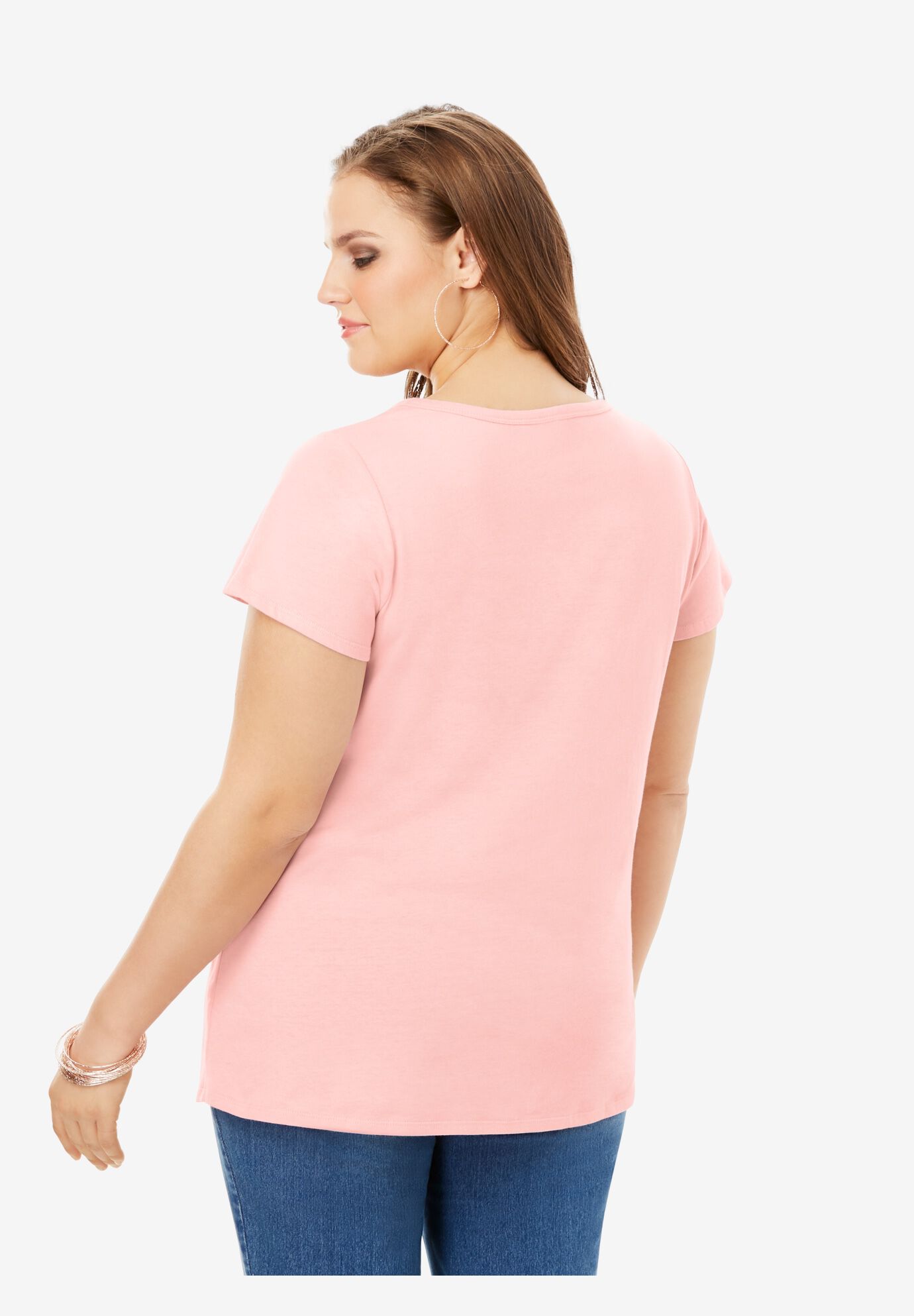 Plus Size Cotton Ultimate Flutter Sleeve Sweetheart Tee, VINTAGE ROSE, alternate image number 2