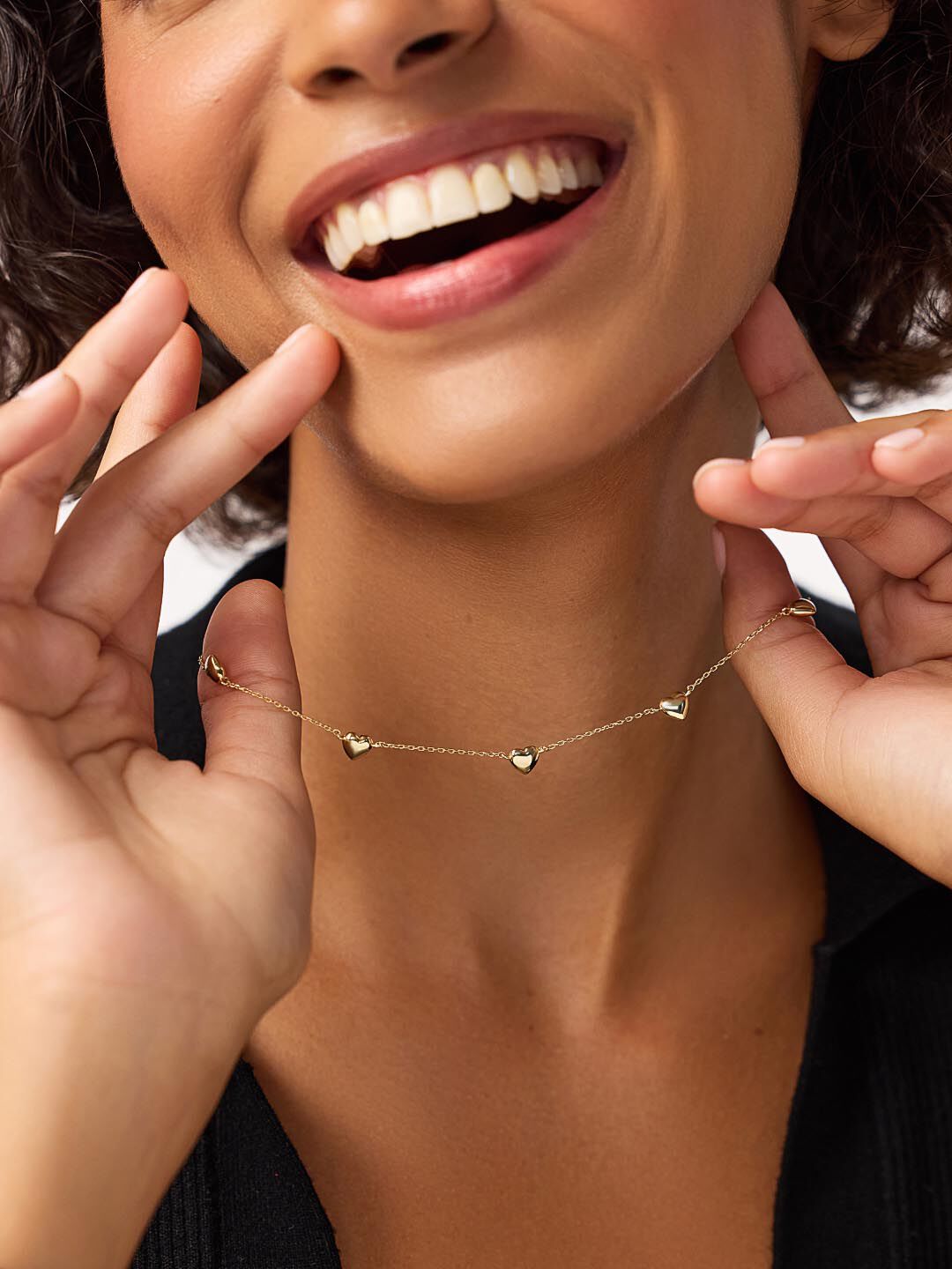 Lev Mini Station Necklace Heart Necklace, GOLD, alternate image number 3