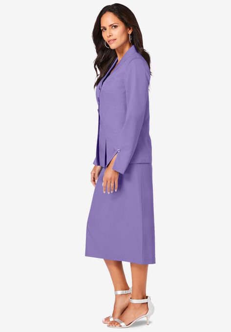 Two-Piece Skirt Suit with Shawl-Collar Jacket, , alternate image number null