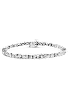 Silver 1.0 Cttw Lab Grown Diamond Illusion-Set Tennis Bracelet - 7.25" Inches