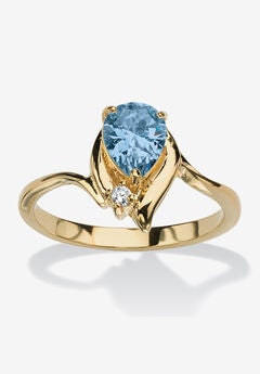 Yellow Gold Plated Simulated Birthstone And Round Crystal Ring Jewelry