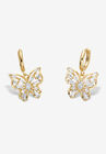 Goldtone Crystal Butterfly Charm Earrings, CRYSTAL, hi-res image number 0