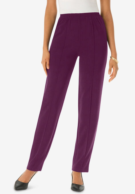 Crease-Front Knit Pant, DARK BERRY, hi-res image number null