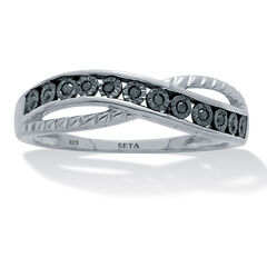 .06 TCW Black Diamond Sterling Silver Twisted Ring