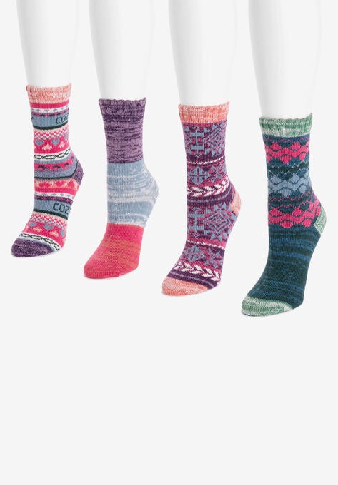4 Pack Fairisle Crew Socks, , alternate image number null