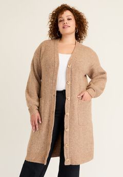Midi-Length Button-Down Cardigan