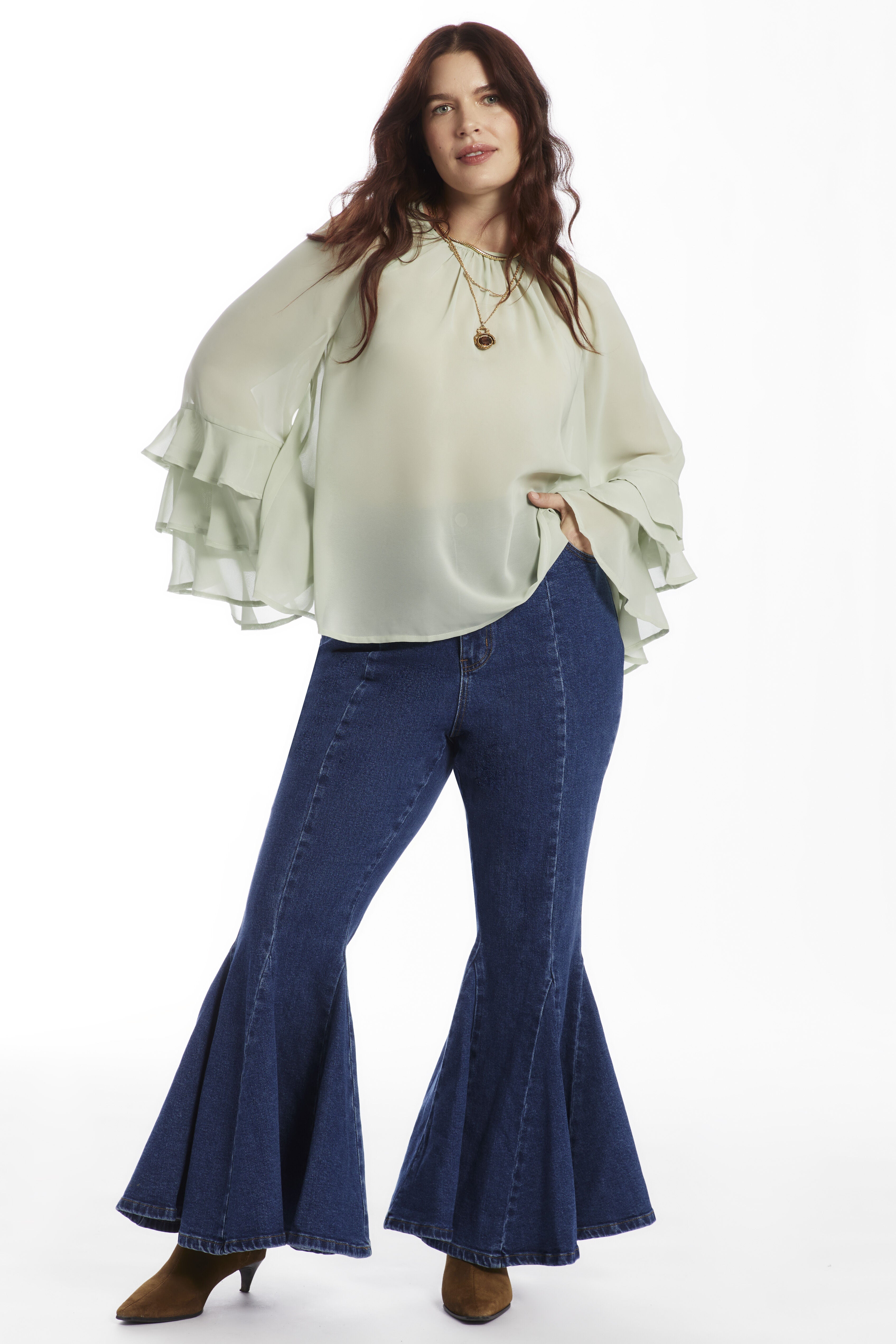 Ruffled Chiffon Blouse, MERCURY, alternate image number 3