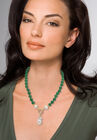 Goldtone Y Neck Necklace, Round Jade Beads And Genuine Pearls, 20 Inches Jewelry, , alternate image number null
