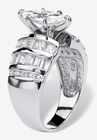 Platinum over Silver Marquise Cut Engagement Ring, , on-hover image number 1