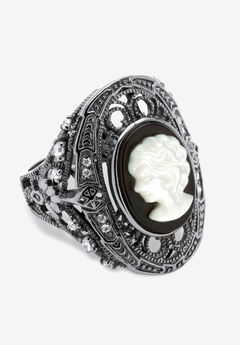 Sterling Silver Onyx & Cubic Zirconia Ring