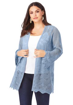 Bell Sleeve Pointelle Cardigan