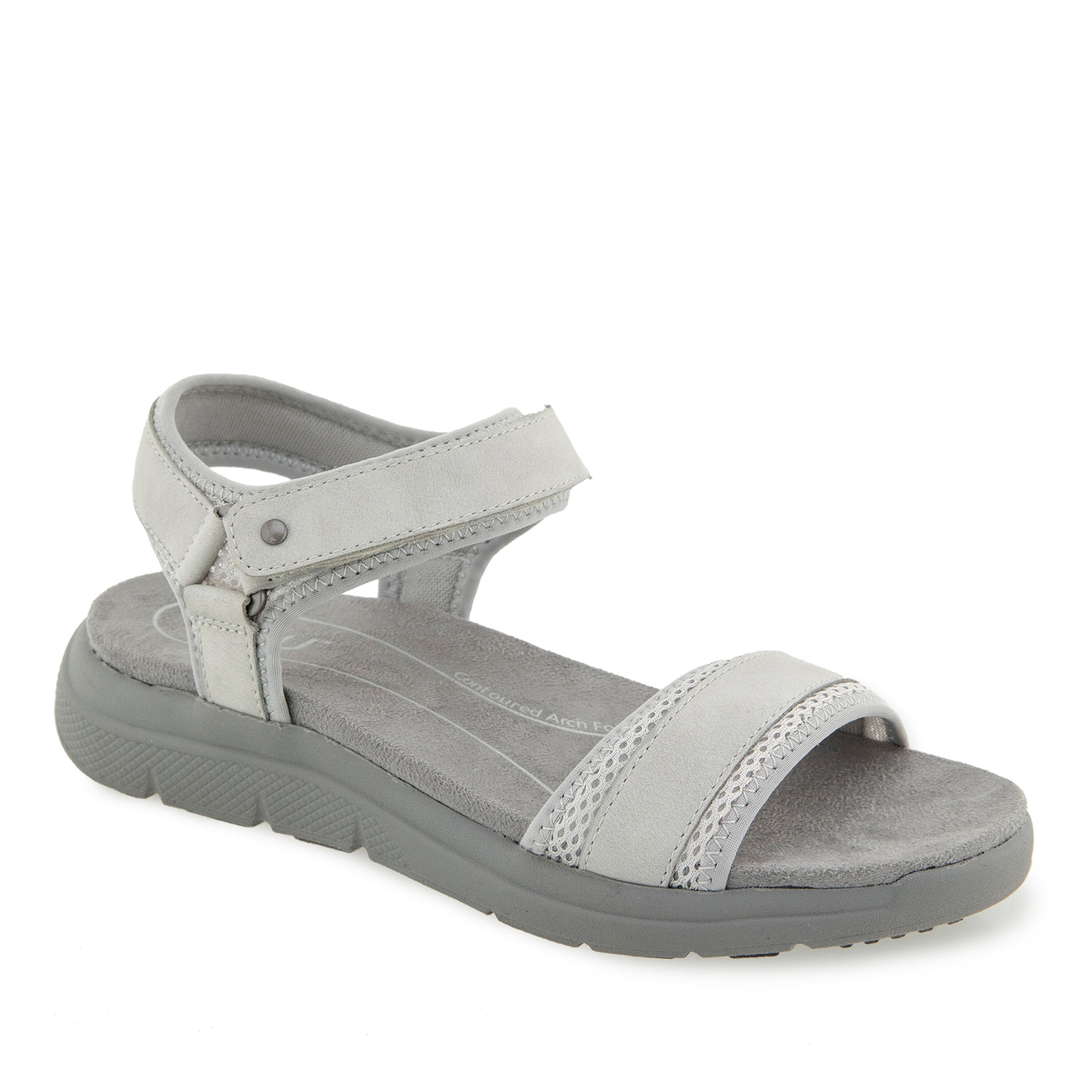 Ellewood Hook and Loop Flat Sandal, LIGHT GREY, hi-res image number 0