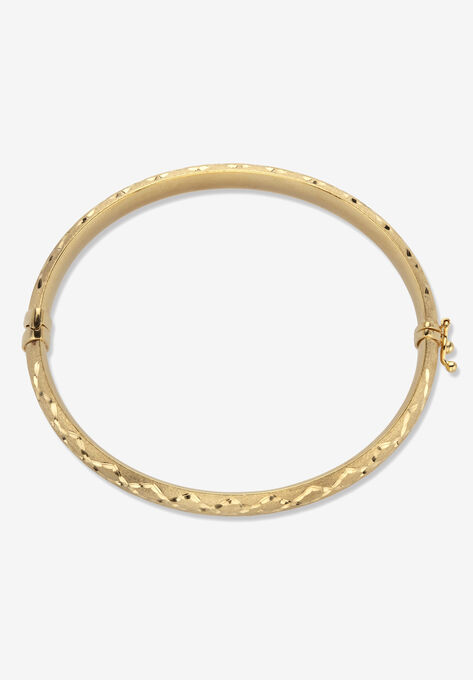 Yellow Gold Plated Silver Diamond Cut Bangle Bracelet (10Mm), 7.75 Inches Jewelry, , on-hover image number null