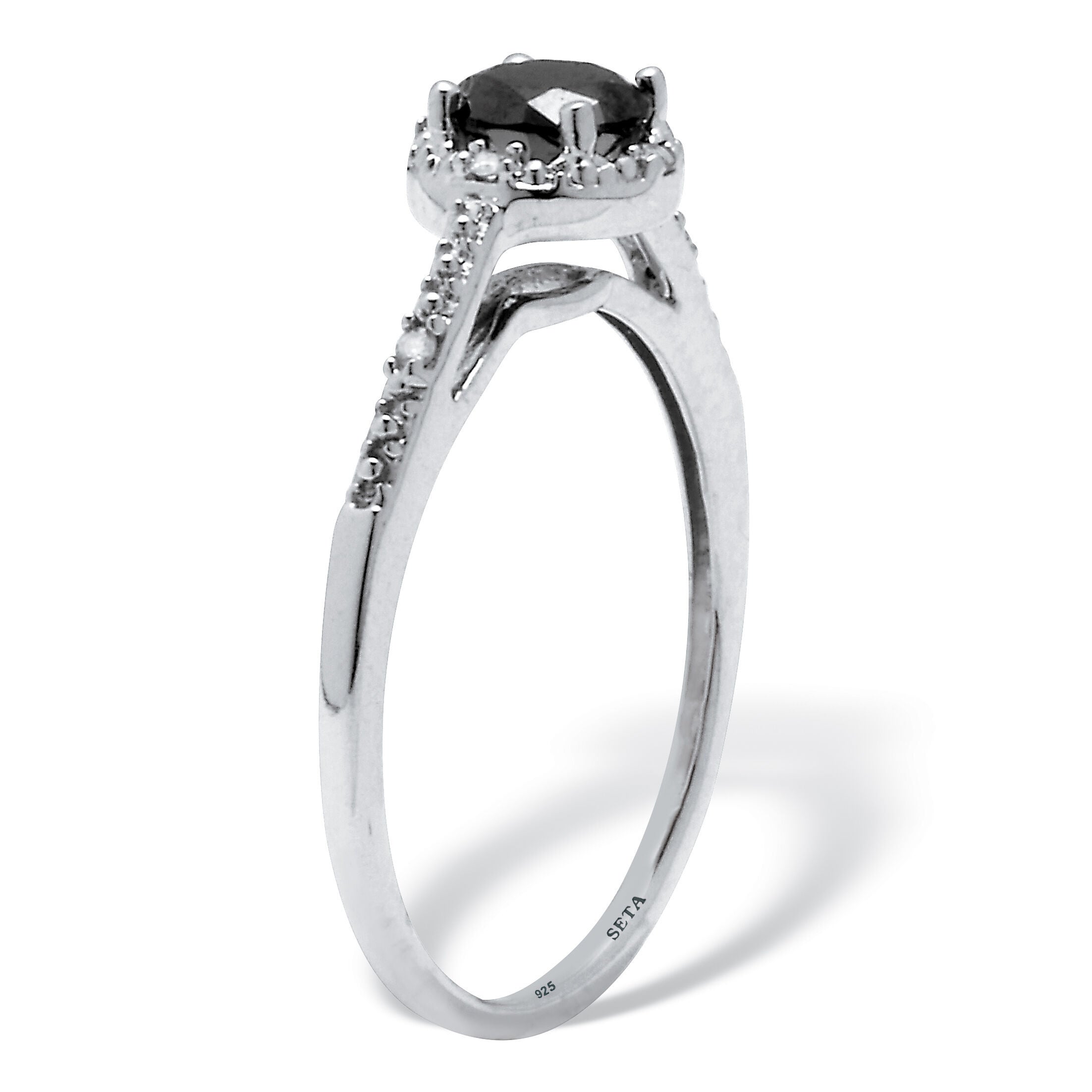 .53 TCW Black Diamond Sterling Silver Promise Ring, BLACK, on-hover image number 1