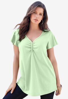 Plus Size Cotton Ultimate Flutter Sleeve Sweetheart Tee