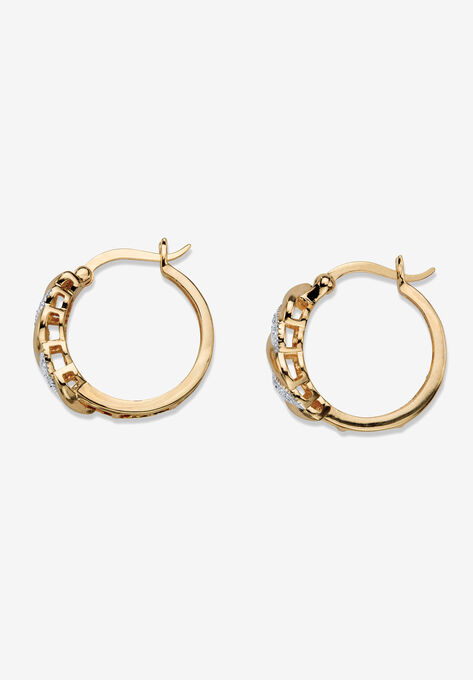Yellow Gold-Plated S-Link Hoop Earrings (21Mm) Diamond Accent, , on-hover image number null